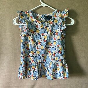 Polo by Ralph Lauren Blue Sleeveless Ruffled  Blouse Size 10